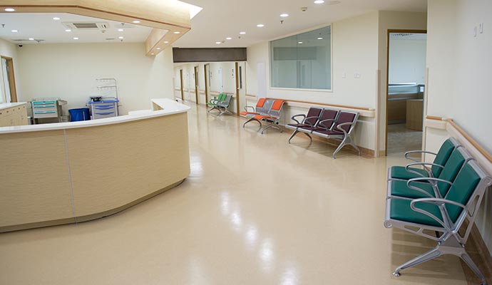 A clean, modern hospital reception