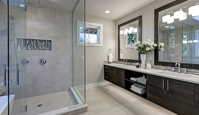 Clean remodeled bathroom