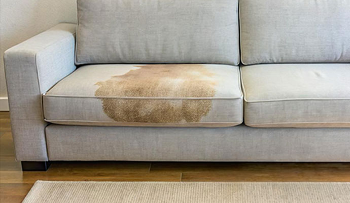 Fire damaged sofa