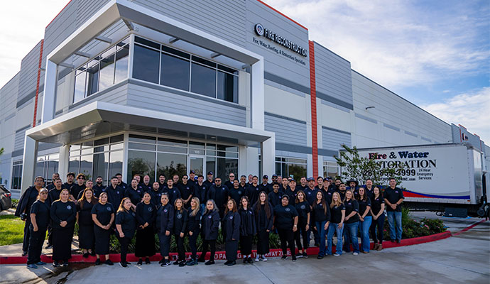 Fire Reconstruction Inc team members standing in front of their office