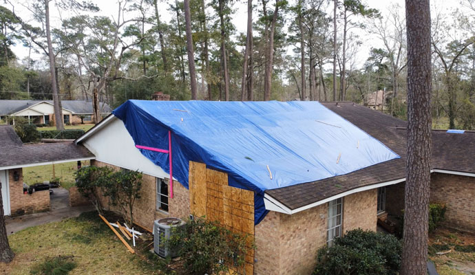Storm-damaged roof