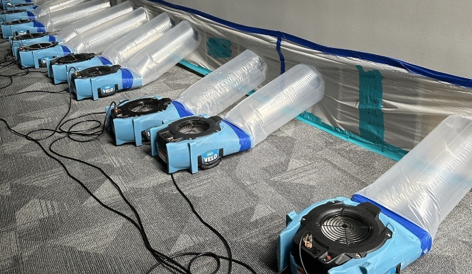 Water damage air movers for restoration service