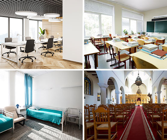 Collage of commercial properties we restore