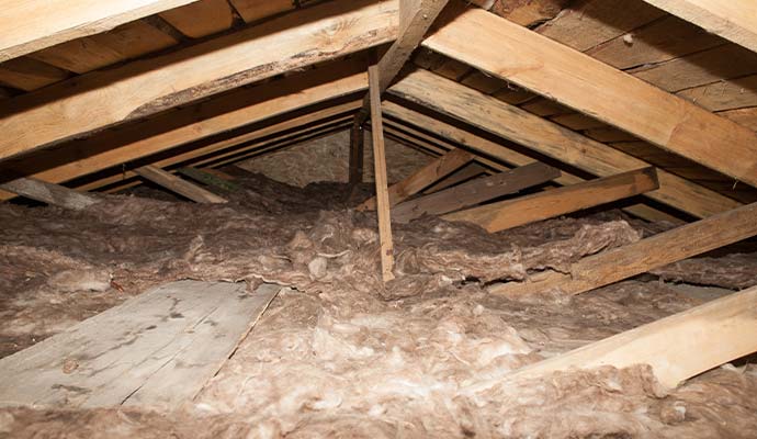 Fire damaged attic insulation