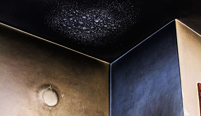 Smoke damaged wall and ceiling