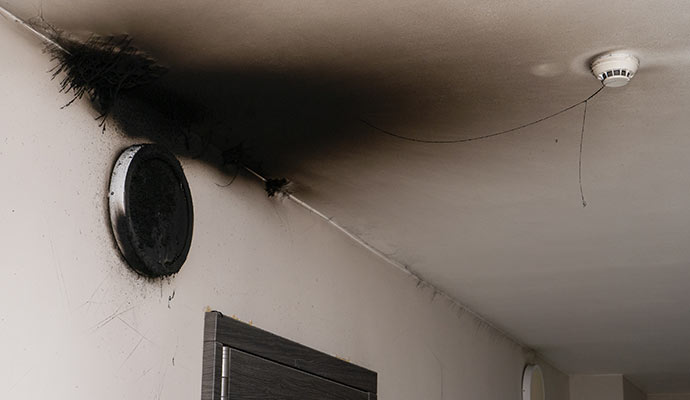 Soot damaged ceiling