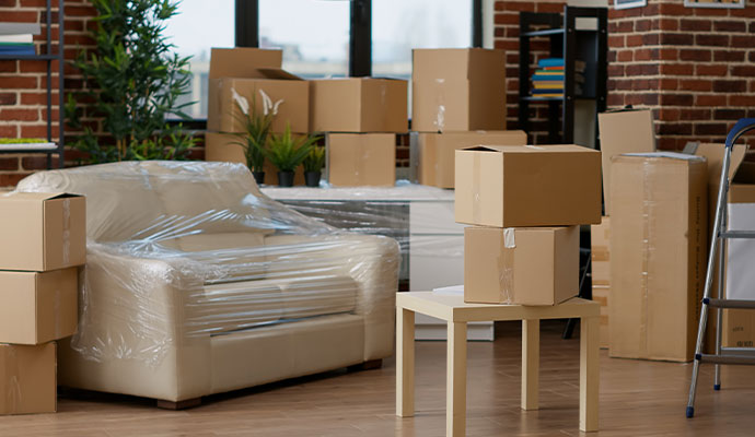 Wrapped furniture after cleaning