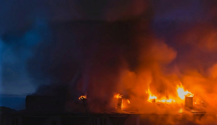 Fire damaged industrial property