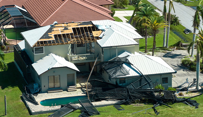 Hurricane damaged house