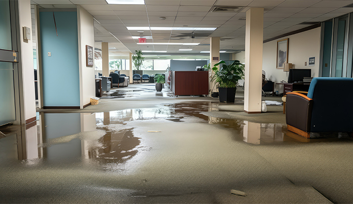 Flooded water in the office room