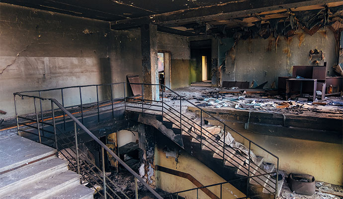 Office building damaged by fire