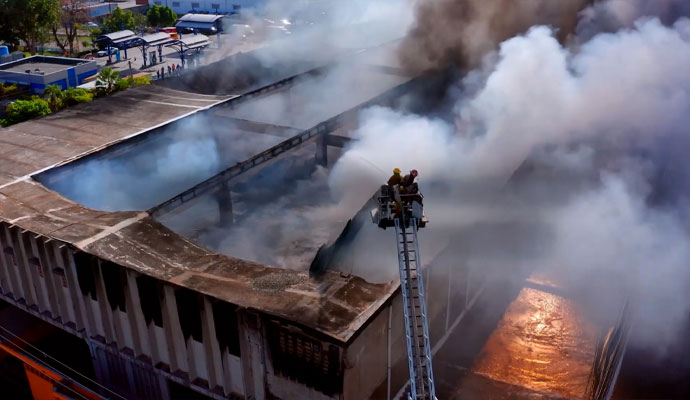 Major industrial fire damage