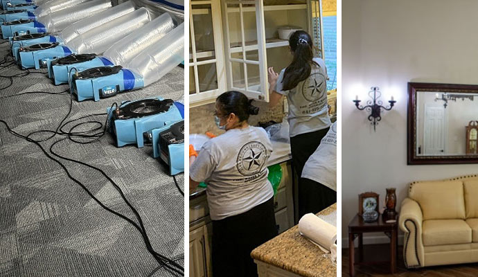 Collage of different types of property damage restoration service