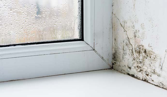 Mold growth and condensation near window frame