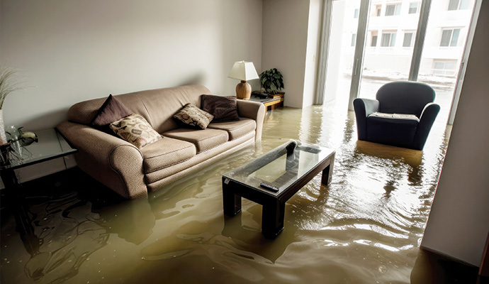 Flooded living room