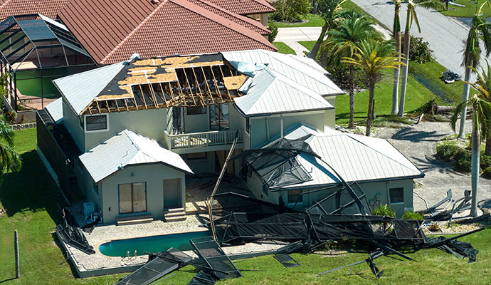 House damaged by hurricane