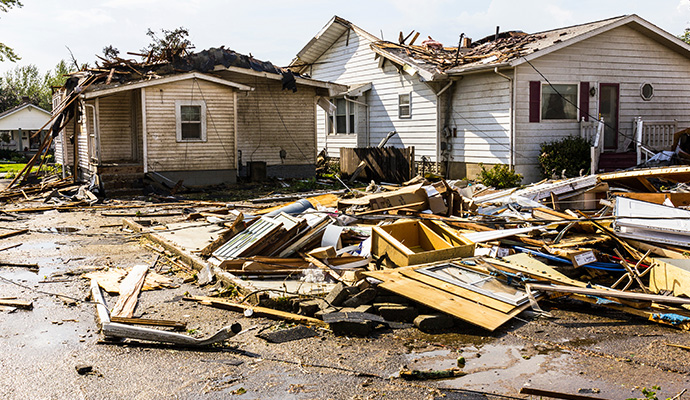 Tornado damaged house