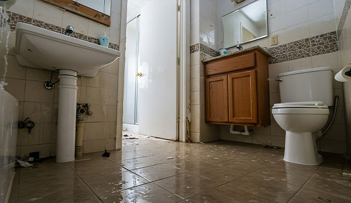 Sewage damaged toilet