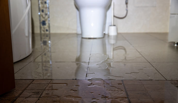 Water damaged toilet floor