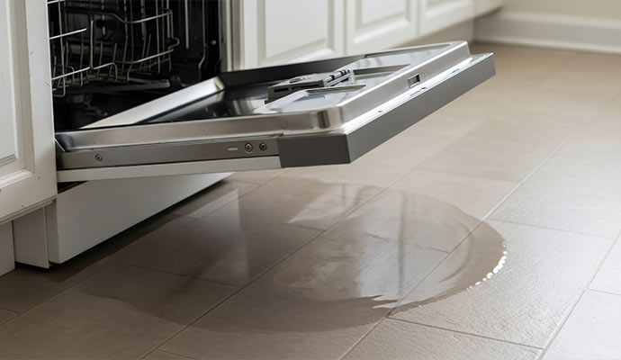 Water leaking from dishwasher