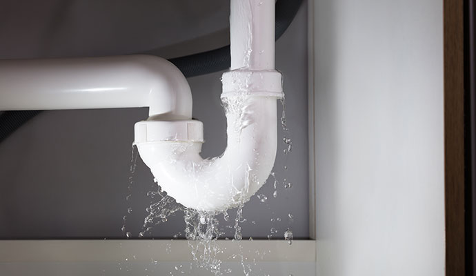 Water leaking from a pipe